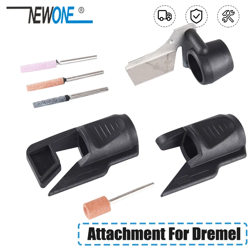 NEWONE Outdooor Sharpening Kit Chain Saw& Lawn Mower & Garden Tool Sharpening Attachment/4 Stones fits for Dremel Drill