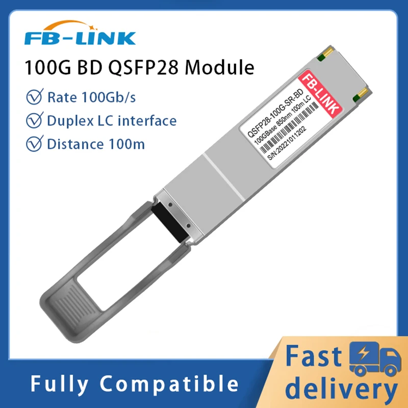 100G SR4 100m  850nm QSFP28 MMF GBIC Duplex LC Transceiver Fiber optic Module for Cisco Mikrotik Mellanox For Ethernet switch