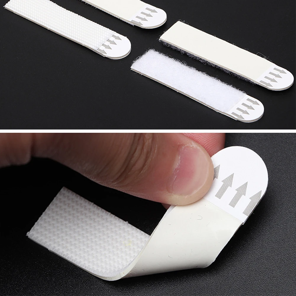 12 Pairs Photo Frame Stickers Damage Free Double Side Hook Loop Mounting Tape Various Sized Wall Hangers Strips for Home Decor