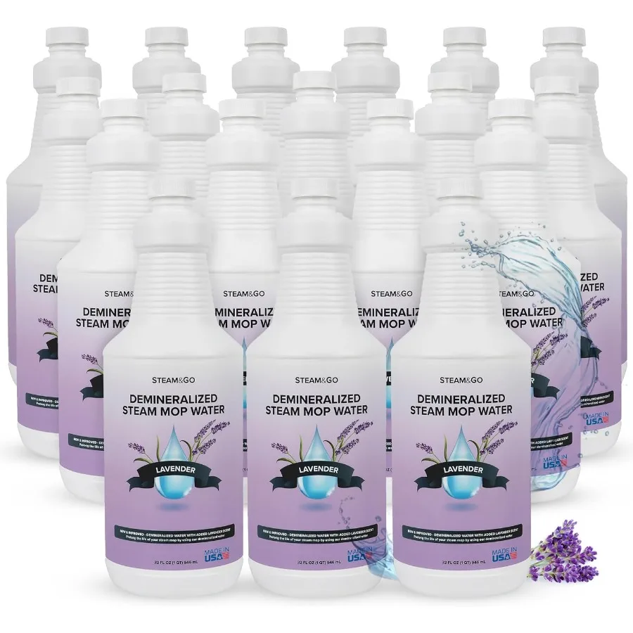 Steam Go Demineralized Water for Steam Cleaner - PVC-Free Floor Cleaning Solution Compatible with All Steam Mops - Multi-Surfac
