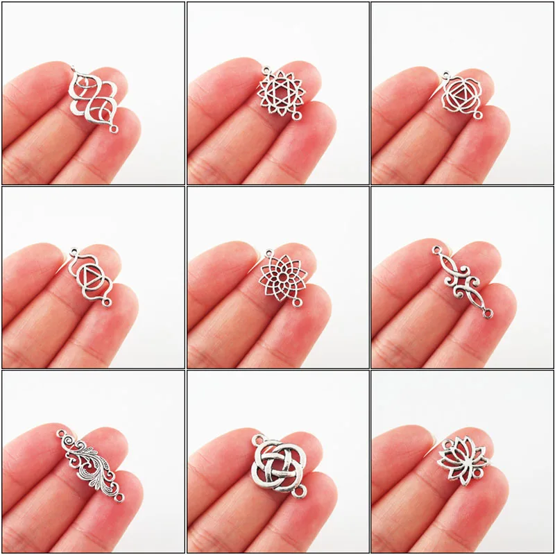 

Fashion New Lotus Flower Chinese Knot Phoenix Charms Tibetan Silver Plated Connetors For Gifts Jewelry