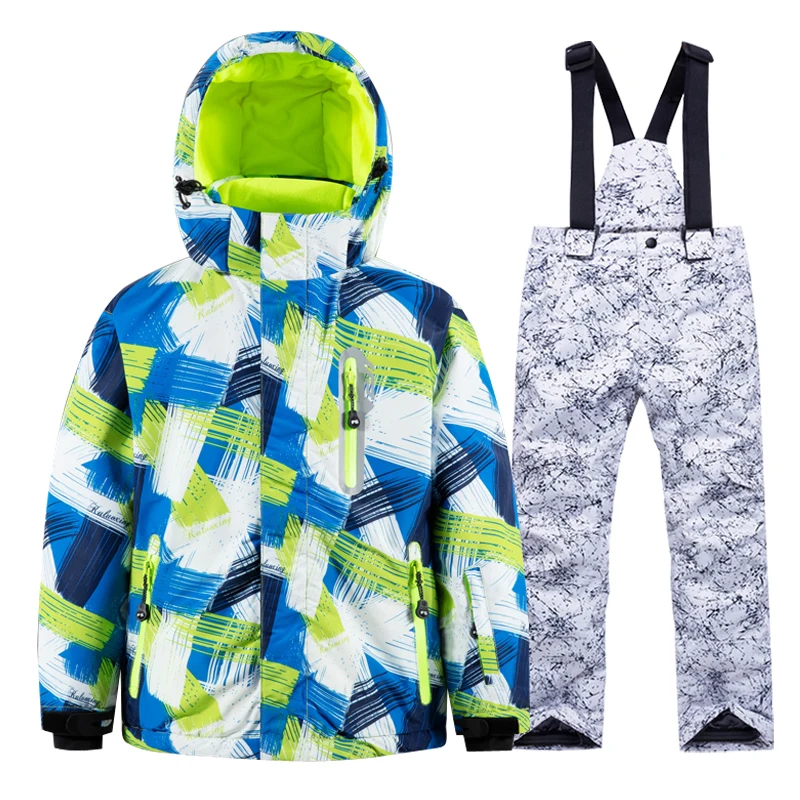 Ski Suit For Children Winter Hoodie Snow Jacket Pants Warm Windproof Waterproof Outdoor Sports Snow Clothes Snowboard Suit