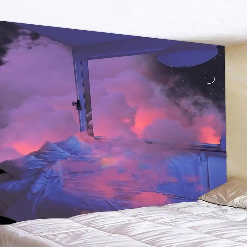 VIKAMA High Altitude Cloud Sea Tapestry, Breathtaking Wall Art Background Cloth for Airy Living Room Aesthetic Home Decor