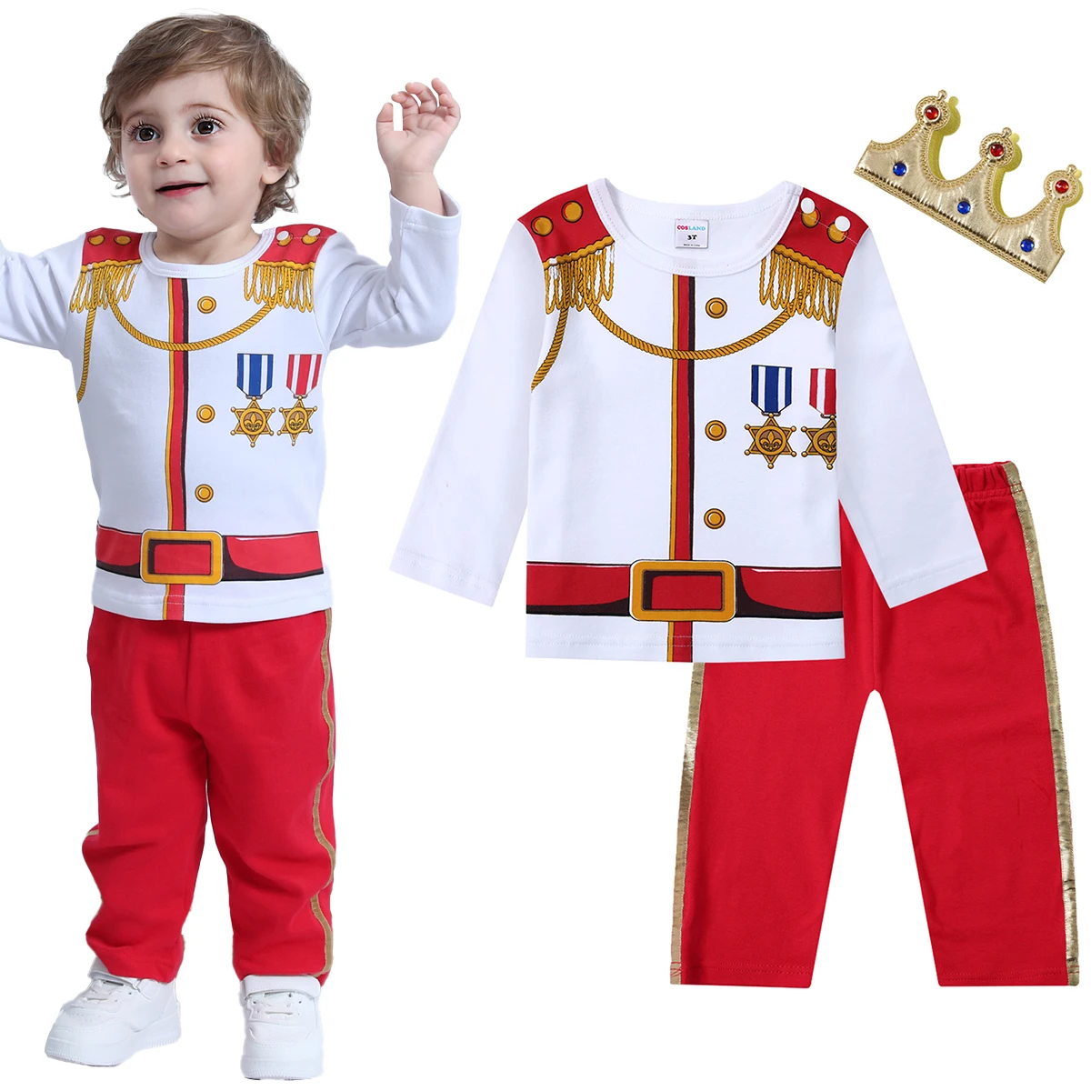 Todder Boys Prince Charming Costume Halloween Fireman Clothes Infant Photography Clothing Baby Carnival Cosplay Striped Prisoner