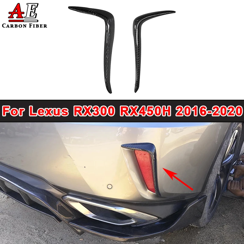 For Lexus RX300 RX450H Carbon Fiber Rear Bumper Side Fins Winglet Air Vent Cupwing Flaps Apron Trim Canard Splitter Body Kit