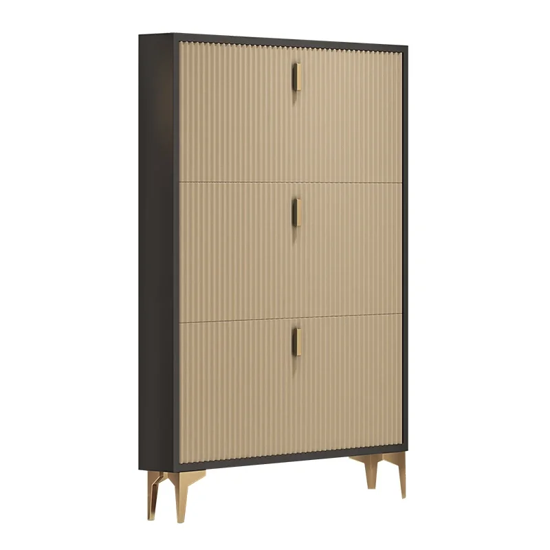 XK Tilting Shoe Cabinet Ultra-Thin 17cm Home Doorway Metal Leg Hallway Cabinet Locker Shoe Rack