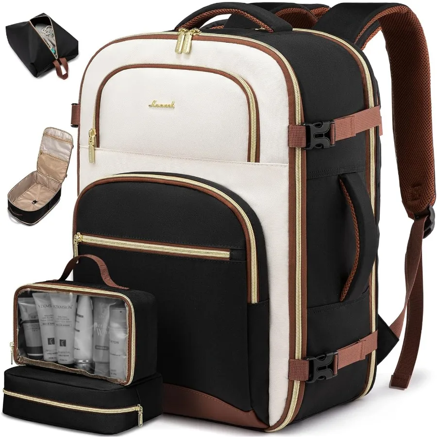 LOVEVOOK Travel Essentials Handgepäck-Rucksack, 40 l, Reiserucksack für Damen und Herren, wasserdichte TSA-Reisetasche für persönliche Gegenstände, Airline F