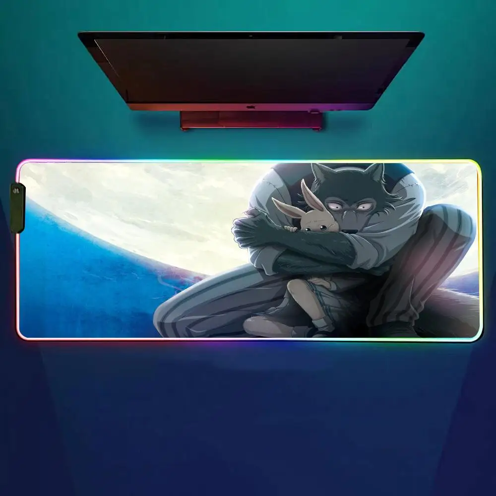 

Anime BEASTARS Mouse Pad RGB Gaming Mouse Pad Desk Mat HD Gamer Large LED Light XXL MousePads