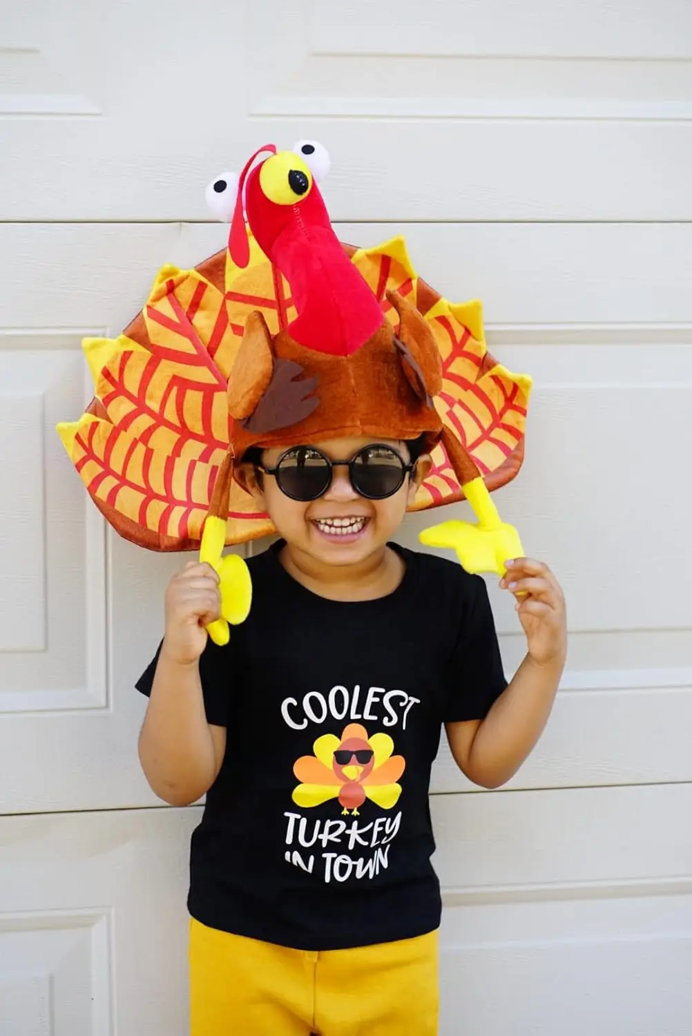 Toddler Thanksgiving Shirt Coolest Turkey in Town T-Shirt Funny Turkey Graphic Casual Short Sleeve Tees