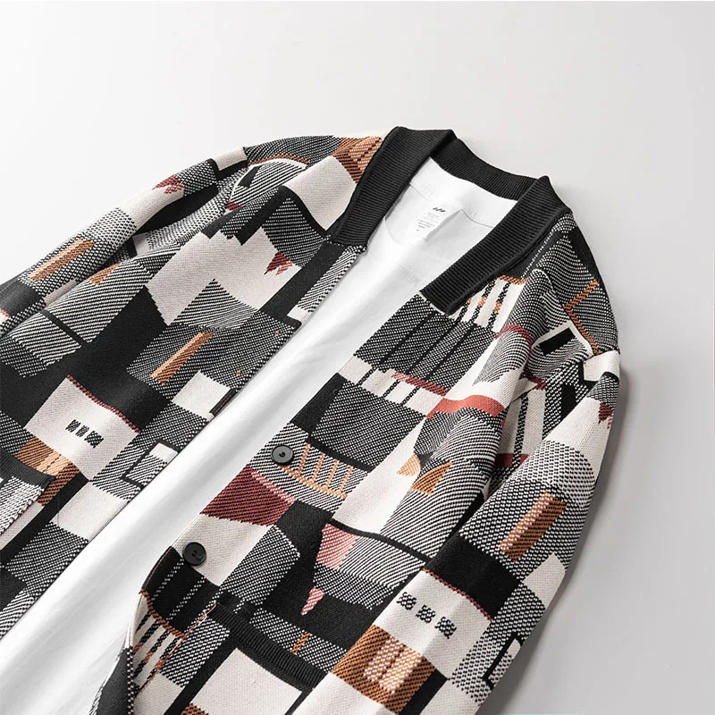 

Men's Large Size 300 Pou Knitted Sweater Casual Nordic Design Open Cardigan Faionable Camouflage Outerwear Simple INS Top