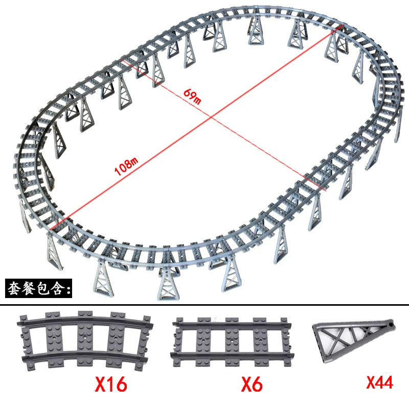

DIY MOC Railroad Bridge Train Track Combination Scene Building Blocks Cross Track Bricks Toys Rail Car Compatible With LEGO