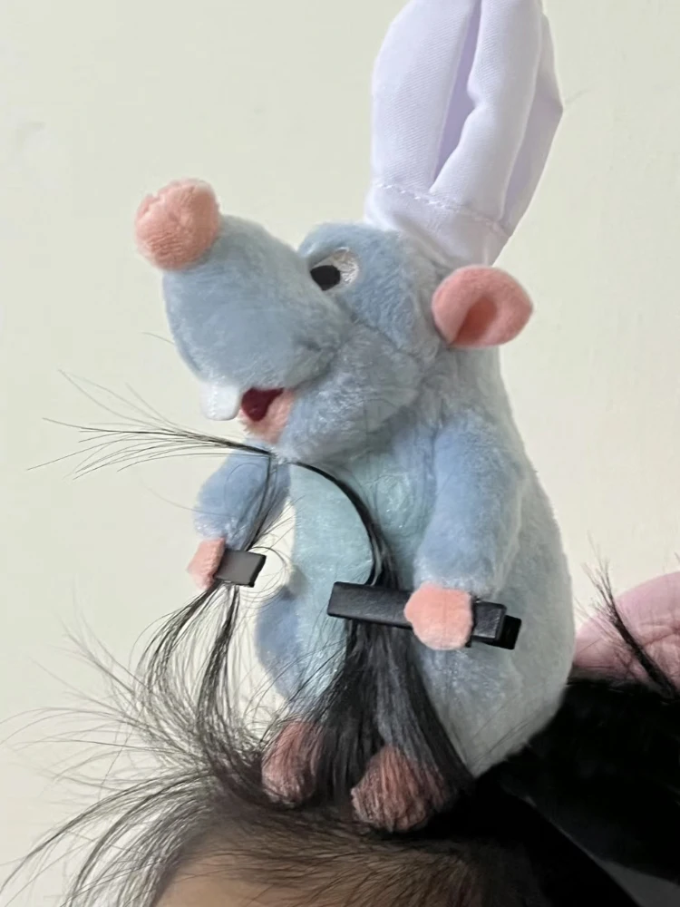 New Disney Ratatouille Hairband Cartoon Plush Doll Headband French Wide-brimmed Hairpin Photo Headdress Creativity Girl Gift Toy