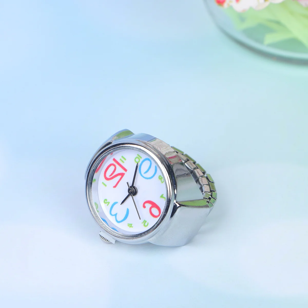 Montres à anneau avec chiffres colorés, ensemble à la mode pour les multi- Occasions, lumineux, Look quotidien, accessoire cadeau, 2 pièces