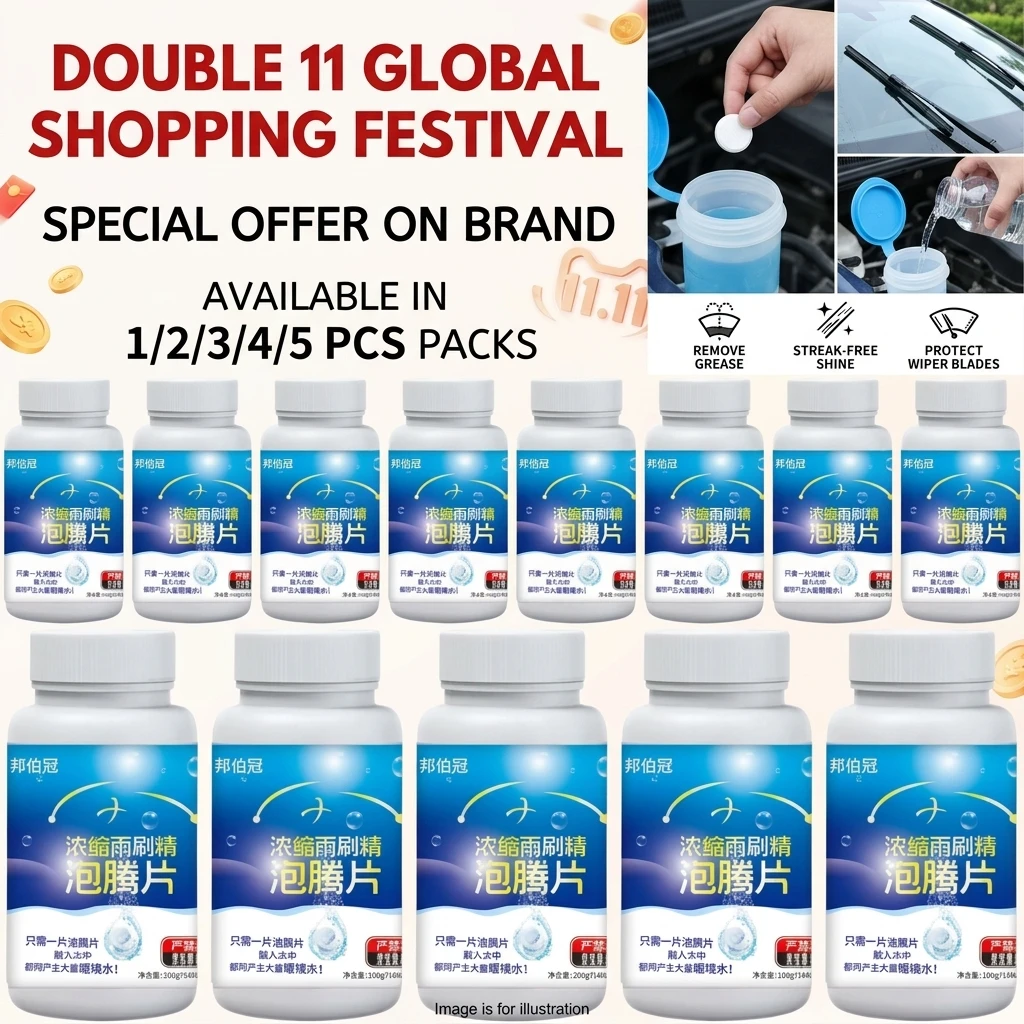 Windshield Washer Fluid Effervescent Tablets Solid Concentrated Car Glass Cleaner For Oil Film Removal Wiper Protection