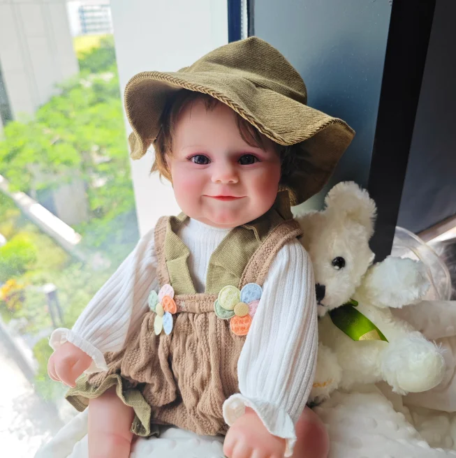 

20inch Full Body Silicone Vinyl Realistic Newborn Bebe Toddler Doll with Brown Hair Reborn Baby Dolls Toys for Children