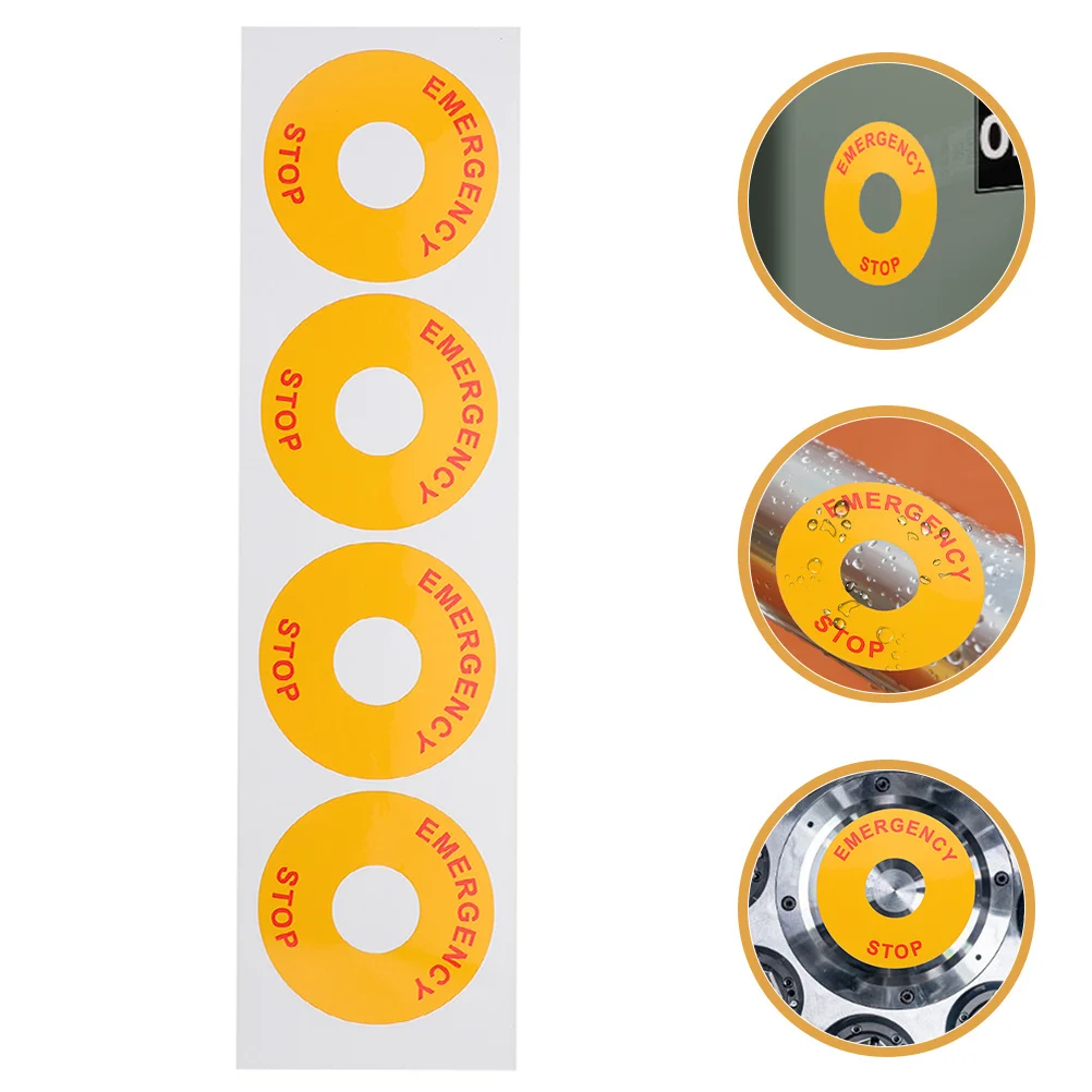 

4pcs Emergency Stop Sign Stickers Durable Waterproof Decals For Machinery Equipment Safety Warning Traffic Safety Decals