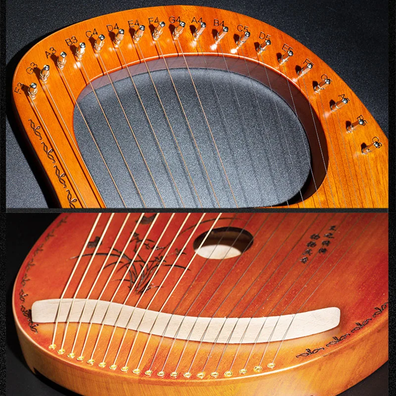 Portable Mahogany Harp, 19 String, Stringed Instruments