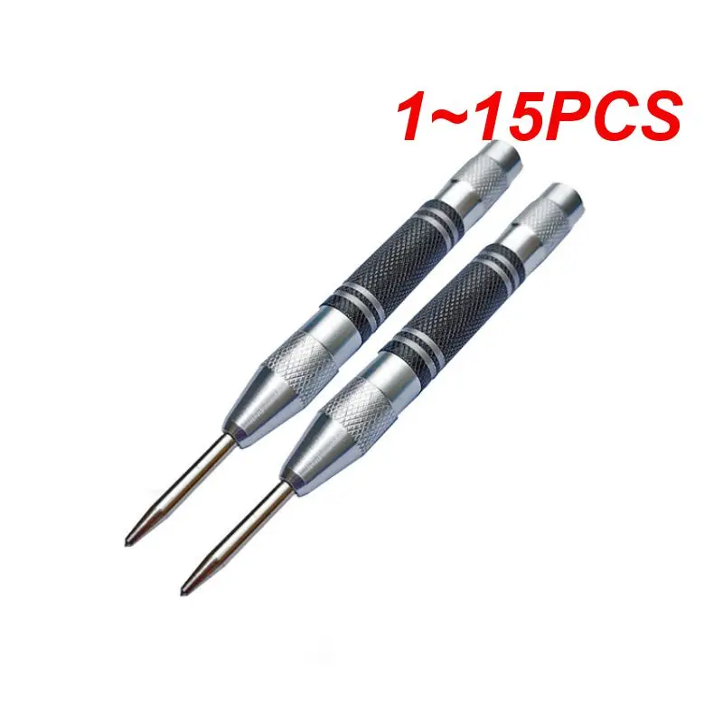 1~15PCS Automatic Center Punch Automatic Center Pin Spring Loaded Mark Center Puncture Adjustable Marker Woodworking Drill Bit