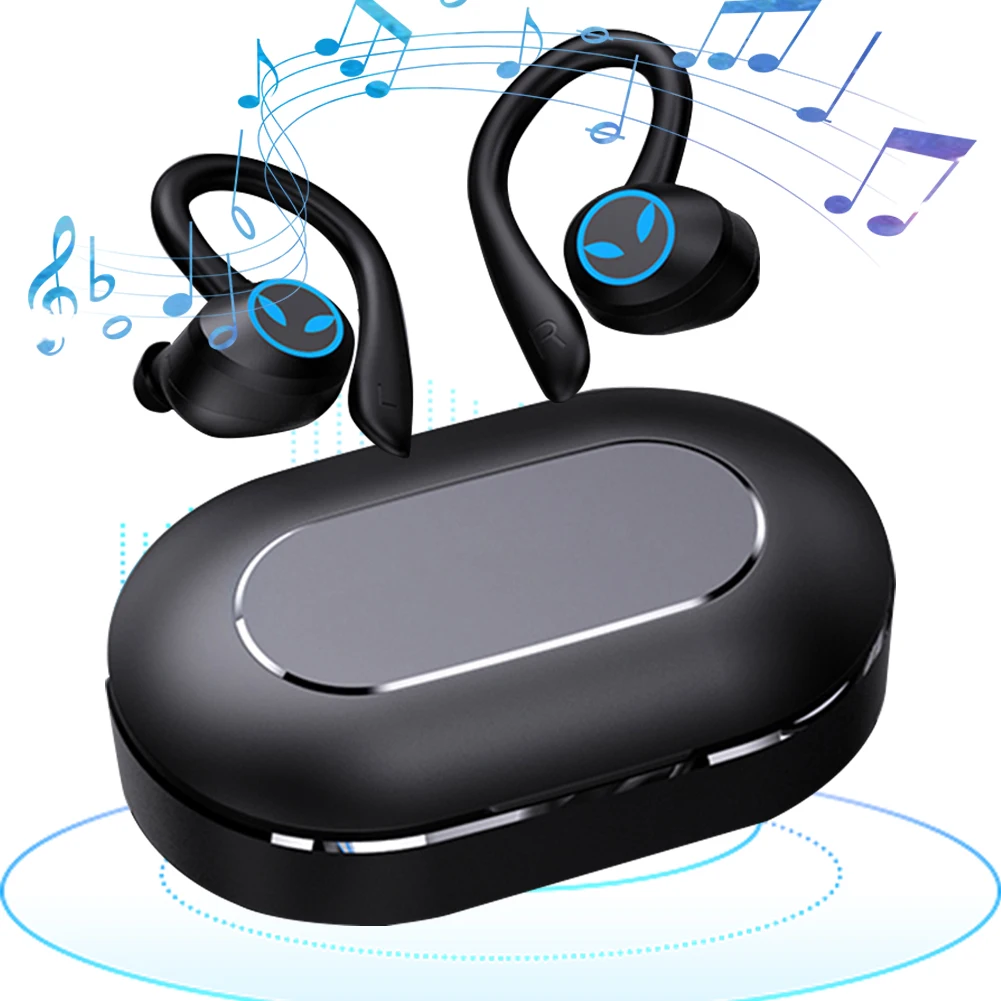 Sports Earphone Bluetooth-Compatible 5.1 Noise Cancelling HiFi Stereo Bass Earphone Waterproof with Microphone for Smart Phones