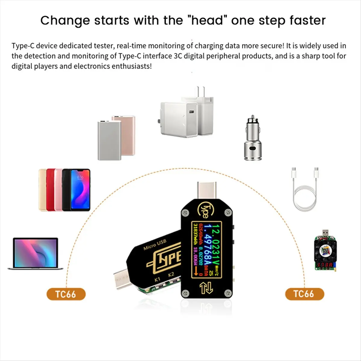 [For Wholesaler]TC66C Type-C PD Trigger USB Voltmeter Ammeter Voltage 2 Way Current Meter Multimeter with Bluetooth