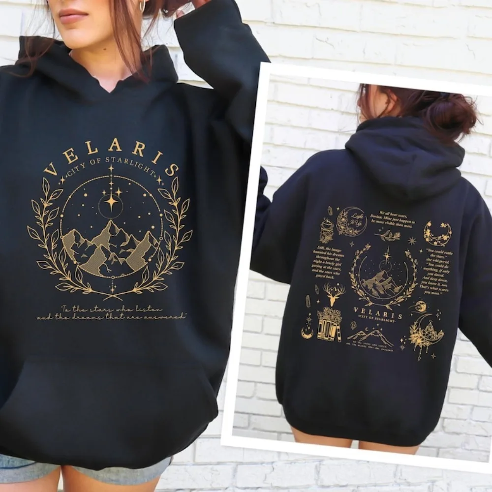Sudadera con capucha Velaris inspirada en la cancha nocturna ciudad de Starlight Fantasy Merch inspirado en SJM sudadera con capucha de invierno Unisex para mujer regalo de amante de los libros