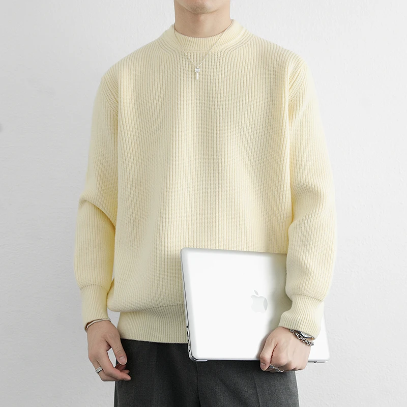 

Men's round Ne Knitted Sweater Thiened Autumn Winter Sle Loose Fit Comfortable Pure Color Casual Basic Sle Woolen Top