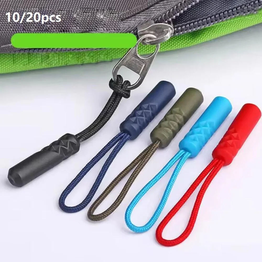 10pcs Zipper Pull Puller End Fit Rope Tag Replacement Clip Broken Buckle Fixer Zip Cord Tab Travel Bag Suitcase Tent Backpack