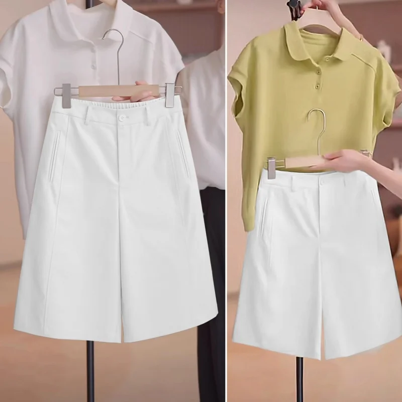 

A-line Shorts Casual Loose Five-point Pants Women Summer Versatile Slimming Suit Wide-leg Pants Thin Mid-length Pants