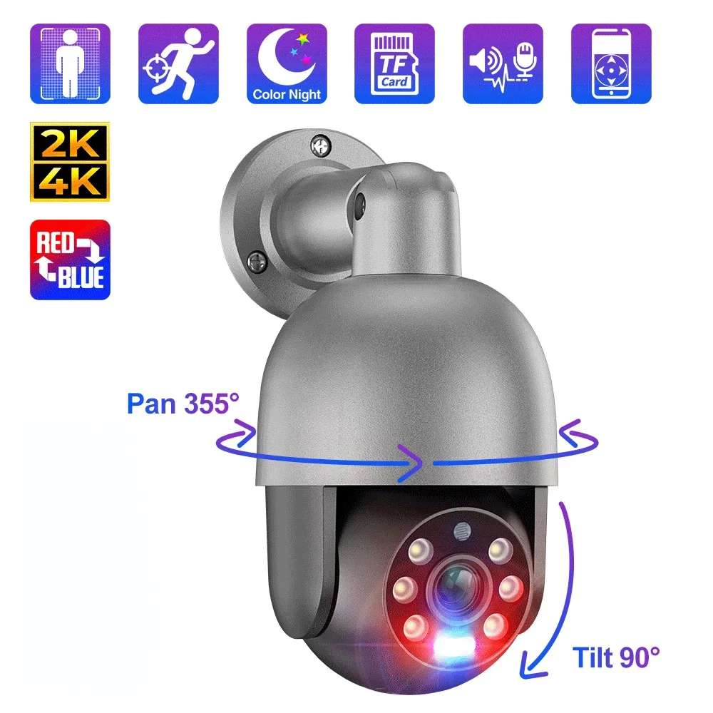 Techage UHD 4K 8MP 4MP 5MP IP Camera Red-Blue Light Alert Human Detection  POE Security Protection Video Surveillance Camera