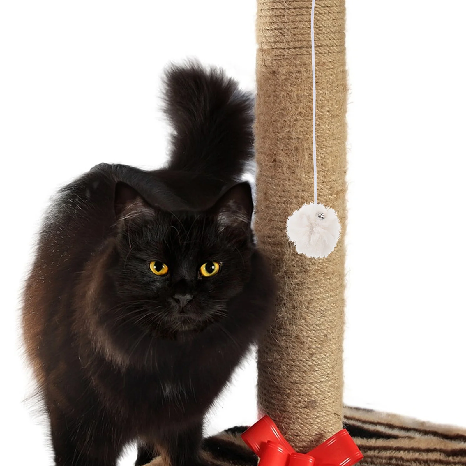 4 Pcs Cat Scratching Post Replacement Ball Trees Toy Sisal Balls Replaceable Spring Tower with Bell Rope Danglings