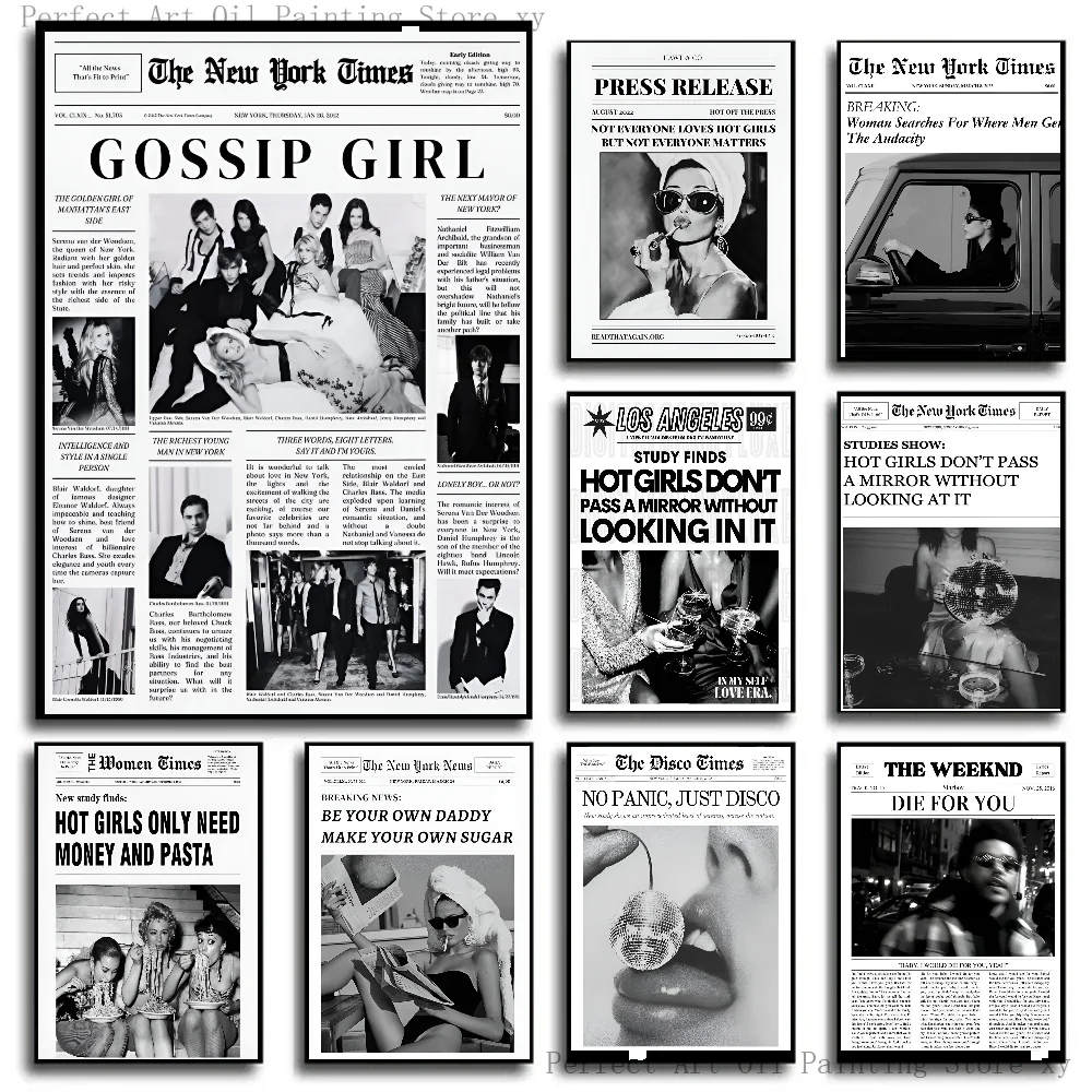 1PC Trendy New York Newspaper Poster Paper Print Home Living Room Bedroom Entrance Bar Restaurant Cafe Art