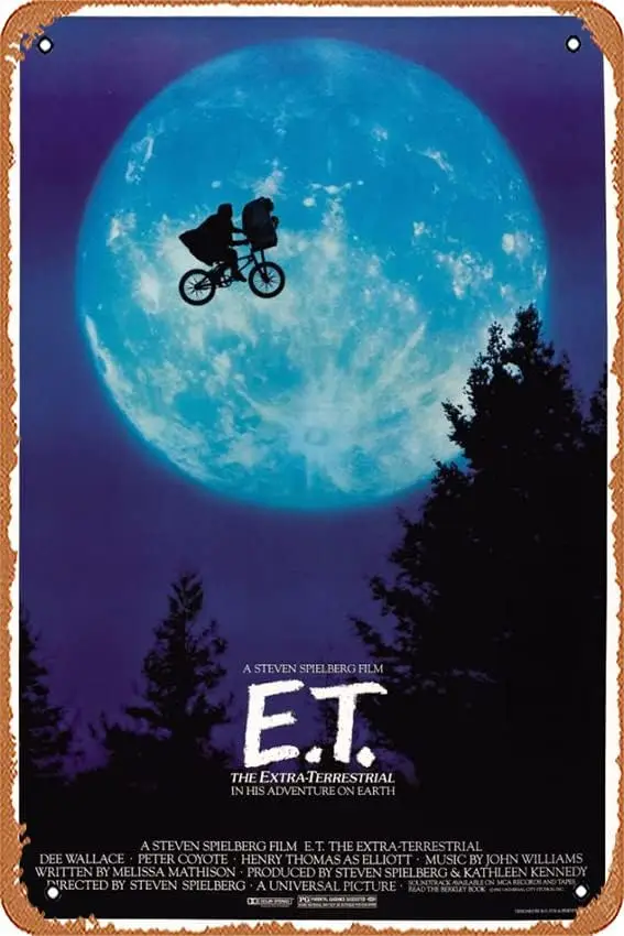 E.T. Movie Poster 8 x 12 Inches - Retro Vintage Metal Tin Sign for Home Bar Pub Garage Decor Movie Gifts sign