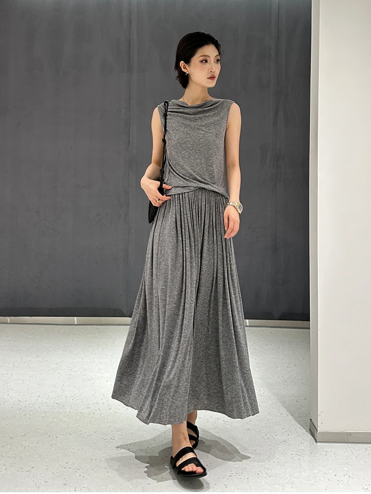 

Large Fruit Store Jelly Lazy GAO Level Wool Set with Pannier Ne Top And Long Skirt Ele Versatile Women's Faion...