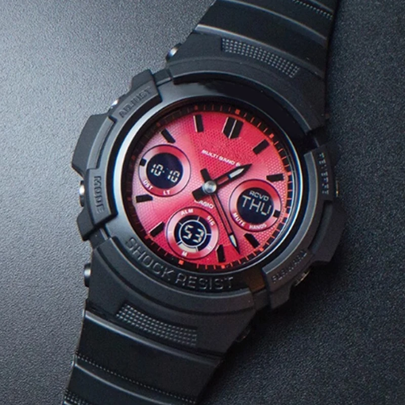 ل كاسيو AW-591 AW-590 AWG-M100 DW5600 DW-5600 G7700 تعديل النايلون حزام الساعات حزام ساعة سيليكون 16 مللي متر سوار مقاوم للماء #3