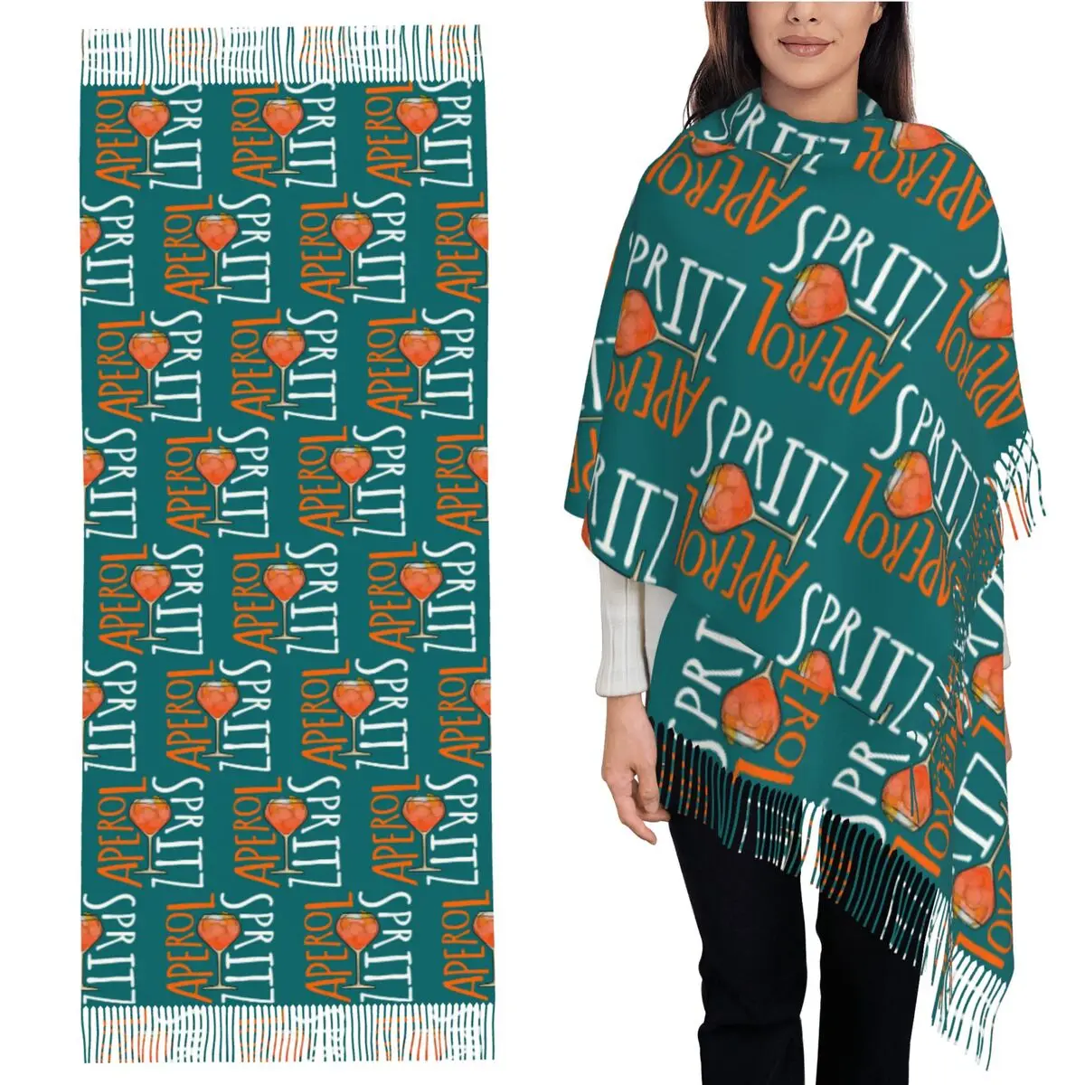 

APEROL SPRITZ Scarf Tassel Scarves Women Soft Warm Shawls and Wraps Long Fall Winter Shawl Wrap