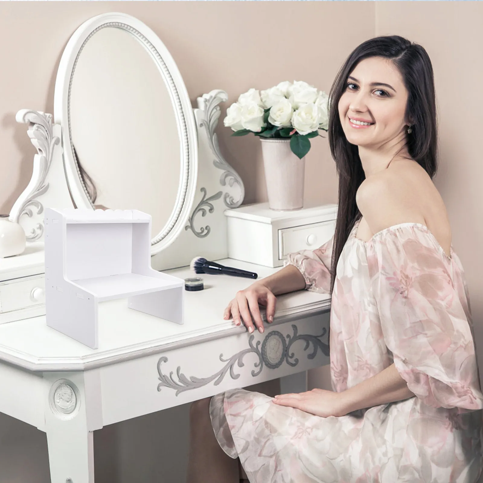 

Wood Desktop Storage Rack 3-Tier Layered Organizer for Cosmetics Skincare Office Supplies Desk Shelf Home Decor Bedroom Bathroom