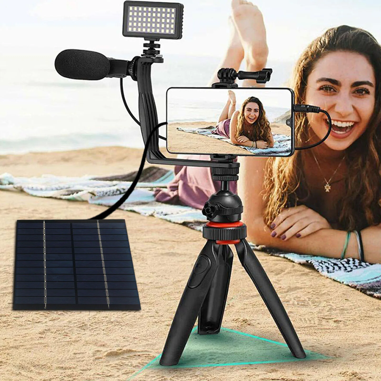 2W 12V Solar Charger with Type-C Port Portable Solar Panel Charger for Rechargeable Battery Security Camera