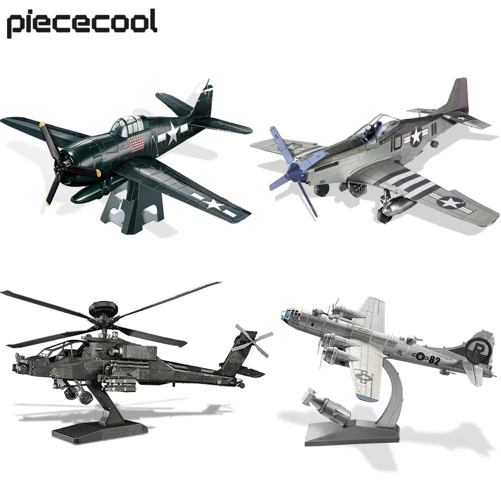 

Piececool Model Building Kits Helicopter Aircraft Models 3D Puzzle DIY Fighter Toys for Teen Best Gifts for Christmas Birthday