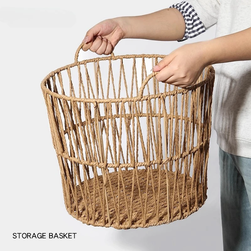 Panier à linge de Style français, panier à linge en rotin tissé pour salle de bain, organisateur de vêtements sales Vintage, bac de rangement respirant