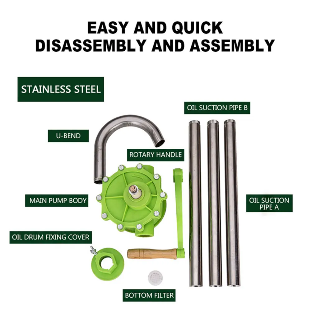 ضخ النفط امتصاص سبائك الألومنيوم الفولاذ المقاوم للصدأ اليد مكرنك مريحة برميل مضخة اليد مكرنك مضخة زيت