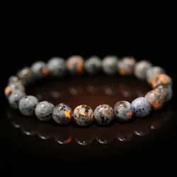 Natural Volcanic Stone Bracelet Men Lucky Wealth Health Elastic Adjustable Beaded Bracelet Made of Natural Stone Jewelry Women