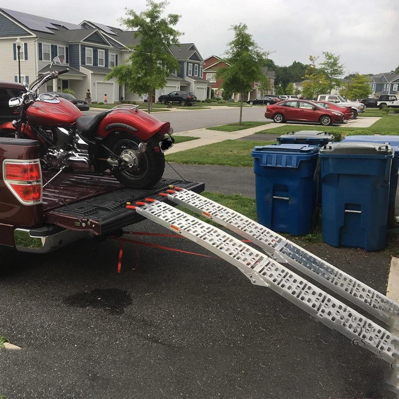 1db ATV Berakodás ramps Alumínium Fokozatosság 750 Font kapacitású scrambling platos Teherautó összecsukható ramps számára Patyolat Gyepnyíró Filmelőzetes Motorbicikli