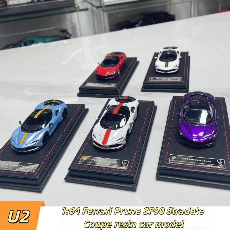 

U2 1:64 Prune SF90 Stradale Coupe miniature simulation resin car model, boys' toy, adult collectible ornament.