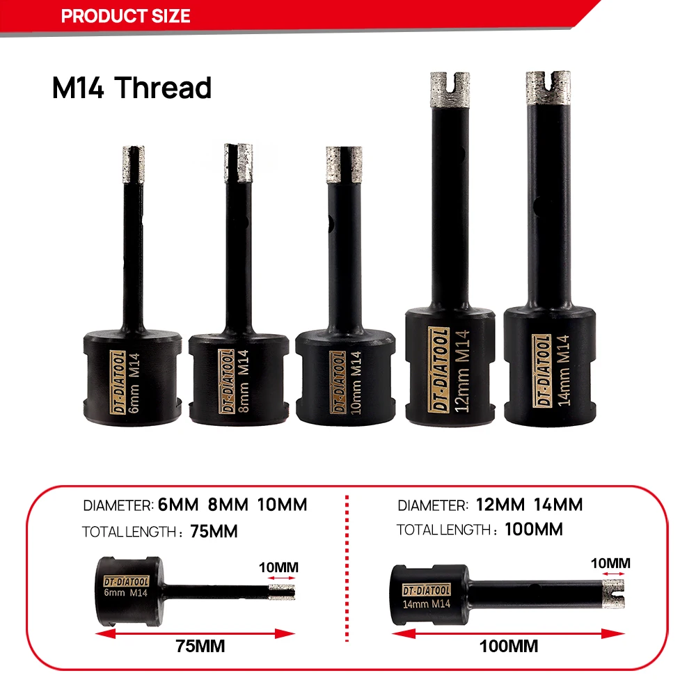 DT-DIATOOL個のウェット溶接ダイヤモンドドリルビットドリルビット花崗岩穴鋸用m14または5/8-11スレッド