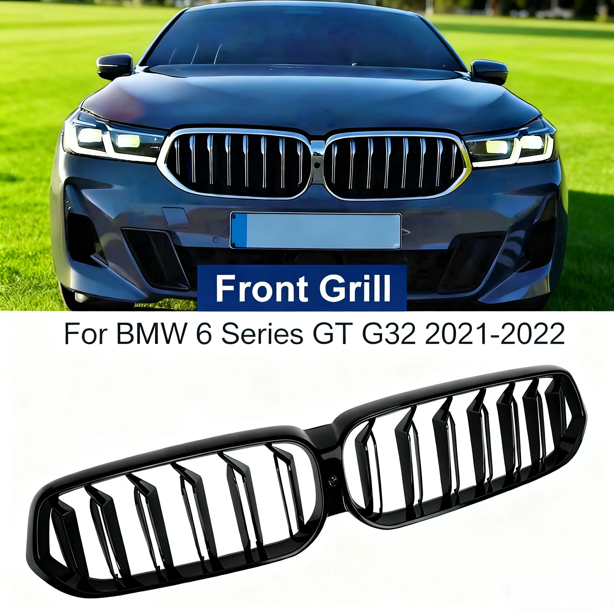 

Решетка для почек для BMW 6 серии G32 6GT 2020 2021 2022 2023 Gran Turismo Facelift, двойная решетка, автоматическая решетка, ярко-черный, аксессуары
