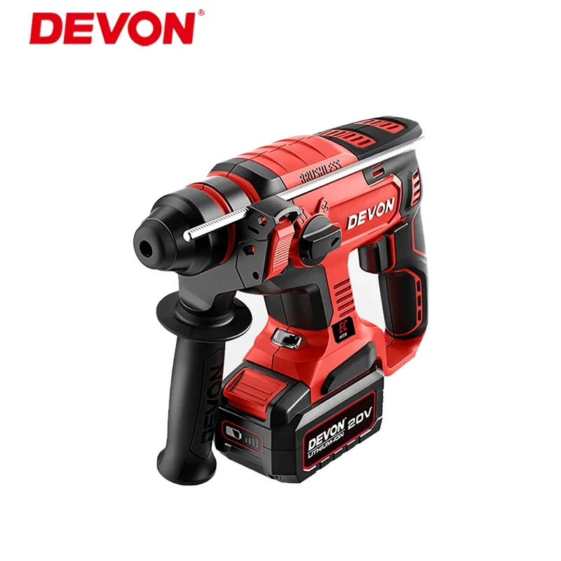 DEVON Cordless Rotary Hammer Light Duty Brushless 5401 Impact 1.7J 1400rpm 4500ipm 2.1Kg Universal Flex Battery Platform