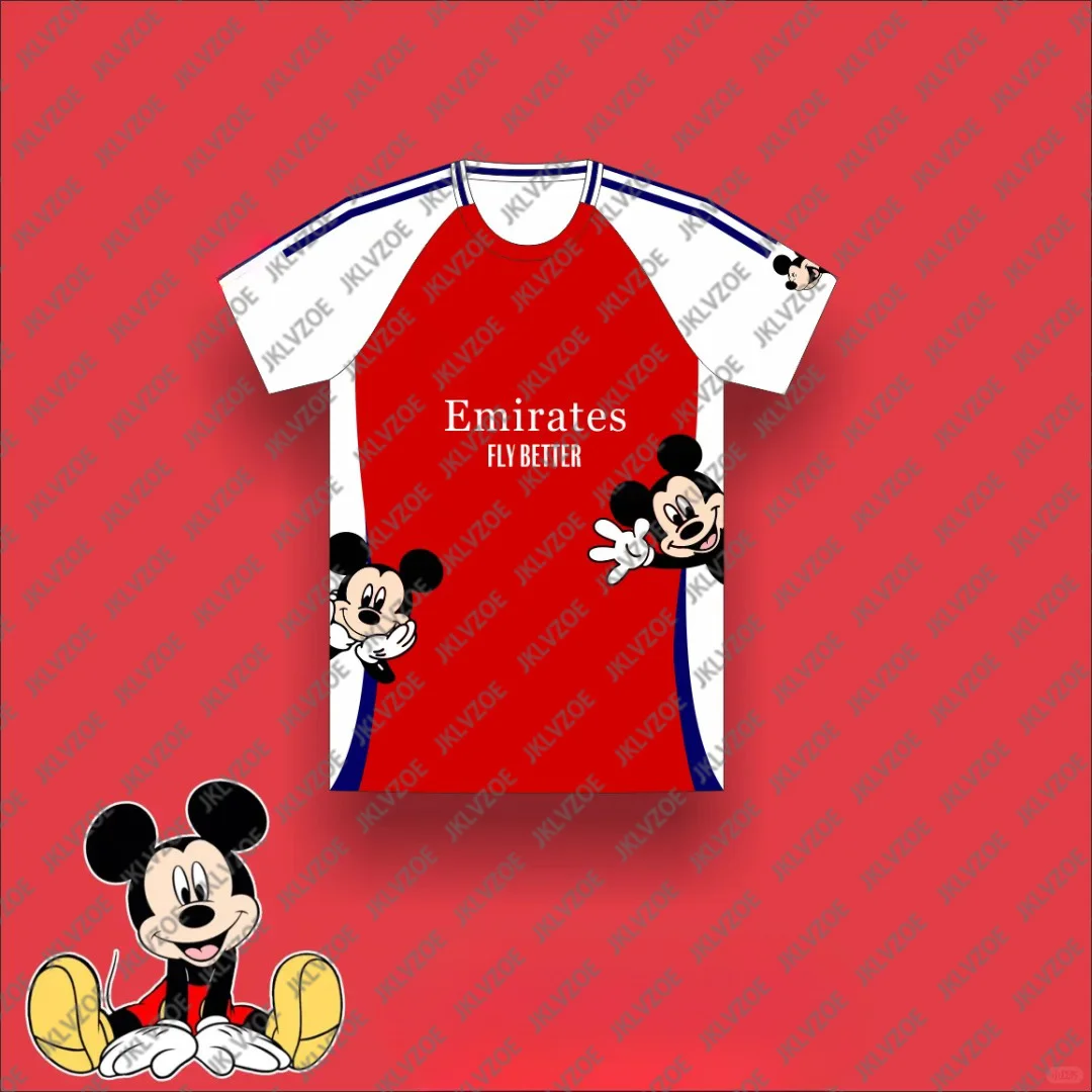 Miniso Disney Mickey Mouse Football Special Edition Shirt No. 29 Arsenal Sports Short Sleeved T-Shirt Men'S Women'S Casual Shirt