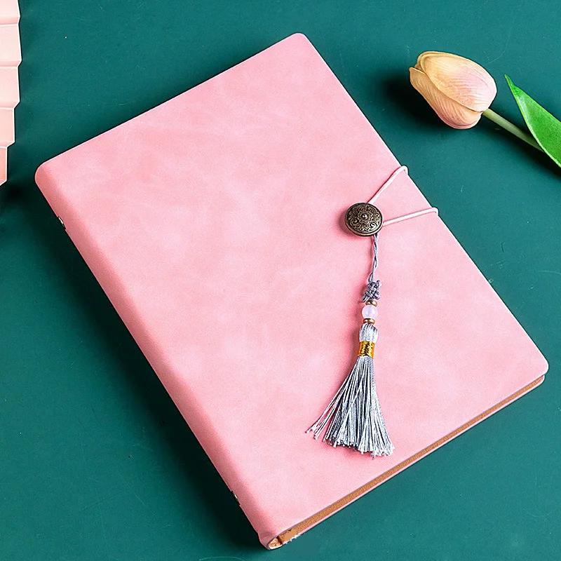 

Pink Leather Photo Album Self Adhesive Pages Small Exquisite Removable Tassel Charm Family Photo Book Writable Diy Memory Book