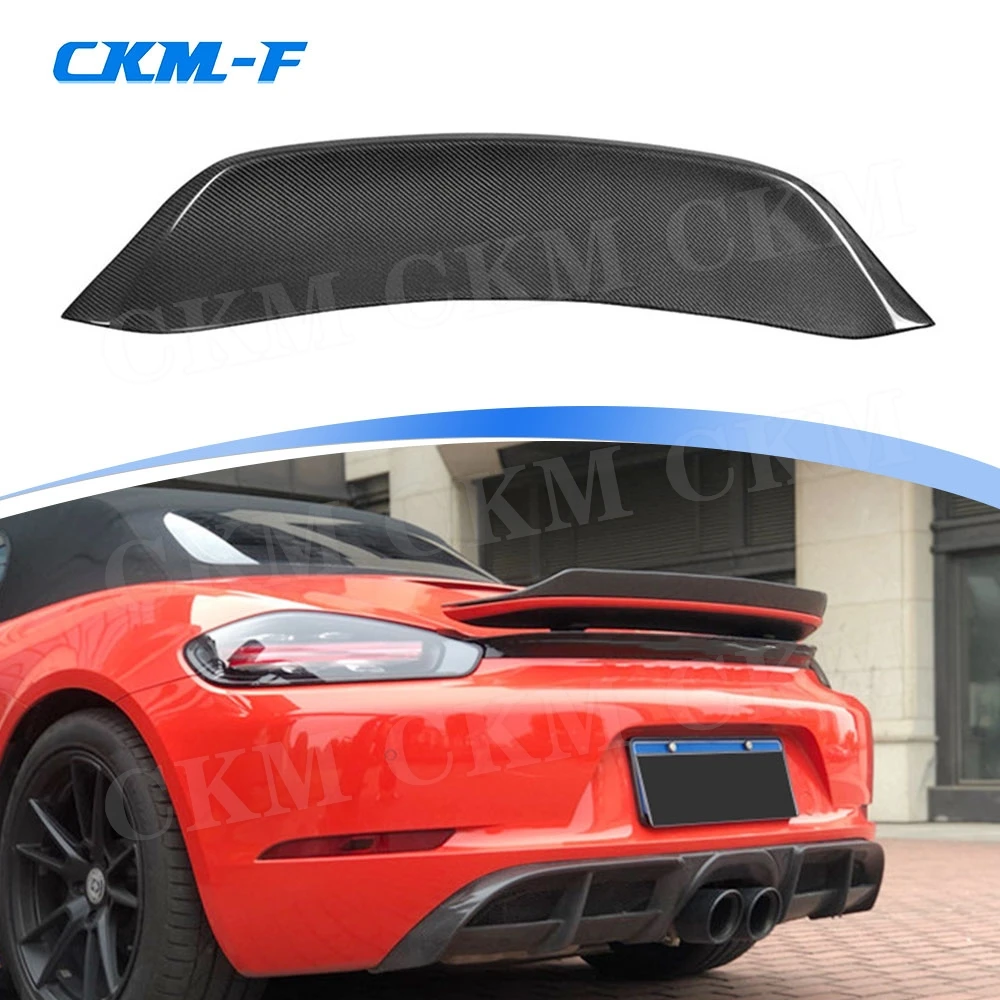 

Carbon Fiber Car racing Rear Duck Spoiler Plate Wings fit for Porsche 718 Cayman 982 GT4 Type Spoiler 2016-2019 Car Styling