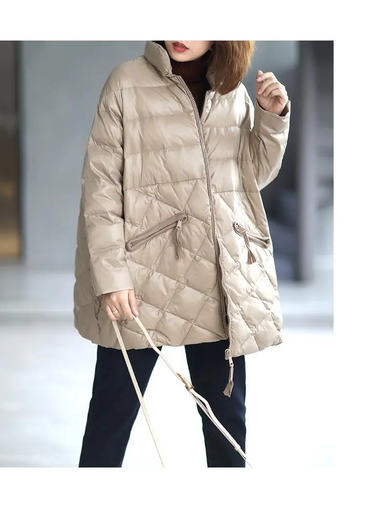 Women's Autumn Winter Top Coat Cotton Coat Diamond Pattern Color Block Thickened Fleece Lining Simple Comfortable Casual Skinny